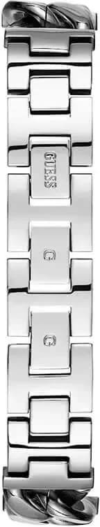 Cadran Guess W1029L1 blanc avec index dorés et aiguilles en acier, date à 3h