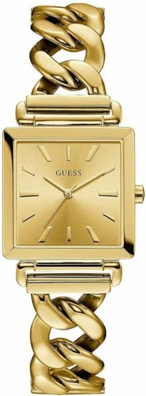 Montre Guess W1029L2 avec cadran blanc soleil et index dorés, style chic intemporel