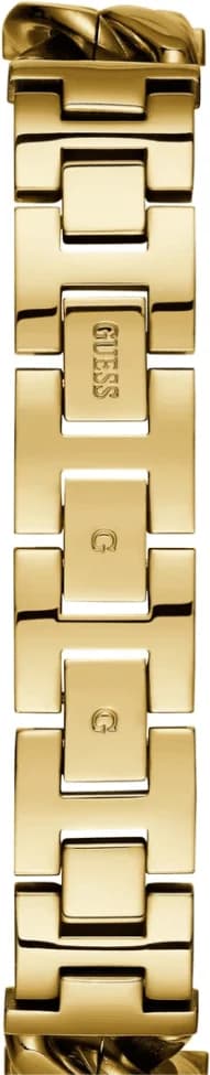 Bracelet Guess W1030L2 en acier doré maillé, fermoir déployant double sécurité, finition polie, ajustable et confortable