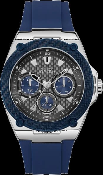 Montre Guess W1049G1 au cadran bleu multifonction et boîtier acier, style moderne et sportif