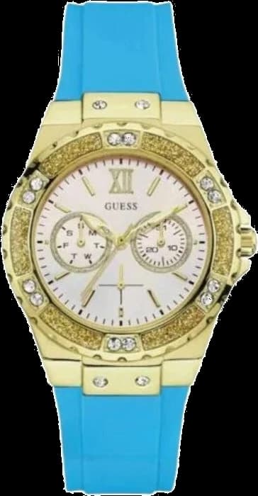 Montre Guess W1053L6 au cadran bleu turquoise et boîtier argenté, style moderne et féminin