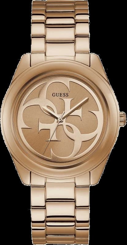 Montre Guess W1082L3 avec cadran blanc nacré et index dorés, style chic et féminin