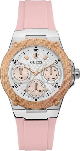 Montre Guess W1094L4 au cadran blanc perle et index dorés, style chic et féminin