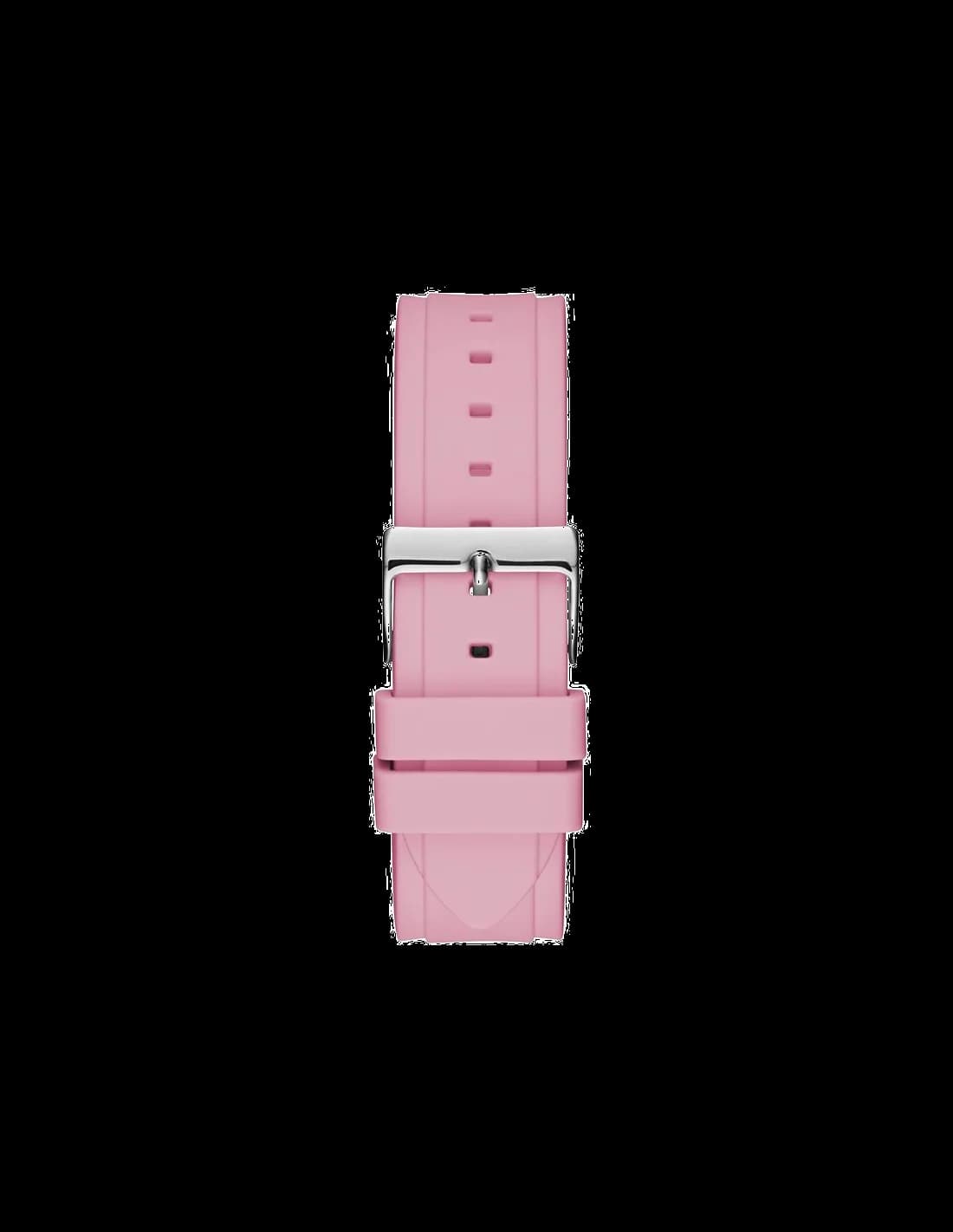 Bracelet Guess W1094L4 en silicone rose vif, boucle ardillon bicolore or et argent