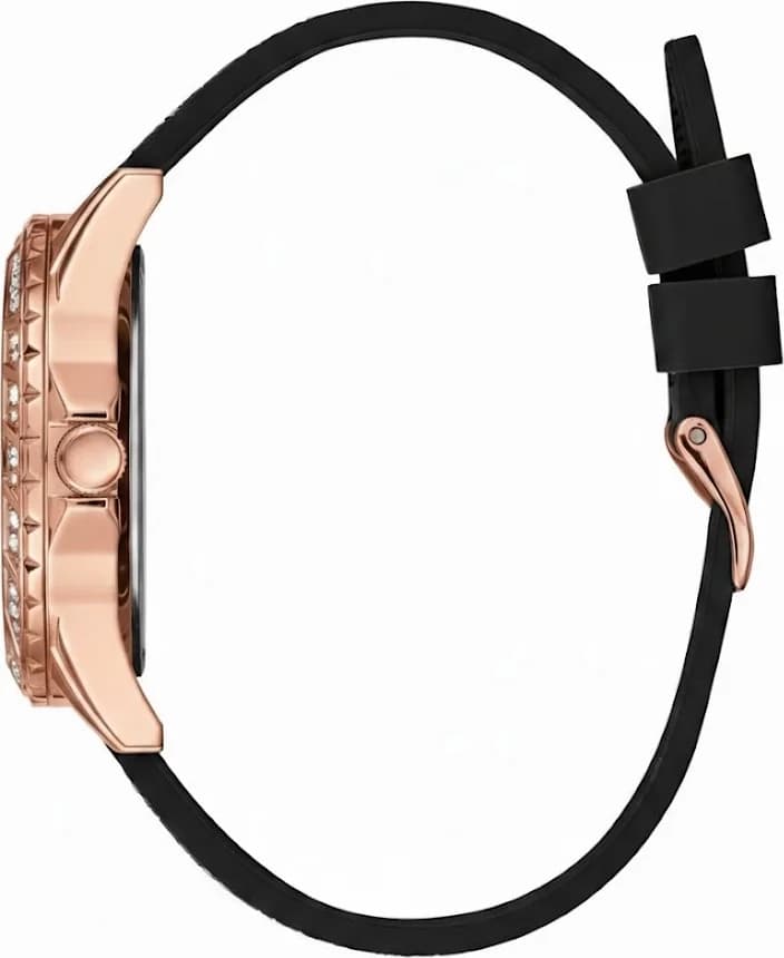Cadran Guess W1096L5 avec index en cristaux, aiguilles dorées et date à 3h