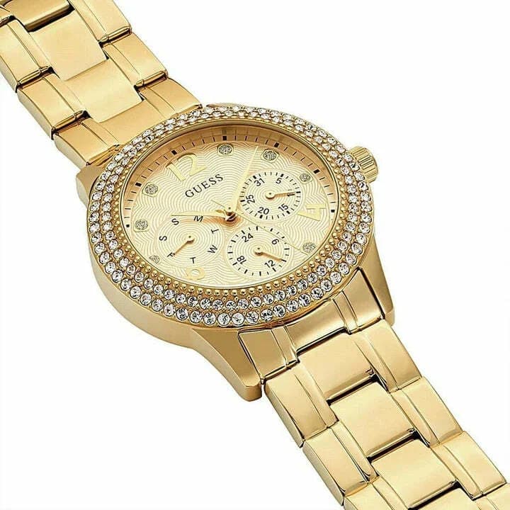 Montre Guess W1097L2 Finition Dorée et Bracelet Scintillant vue 2