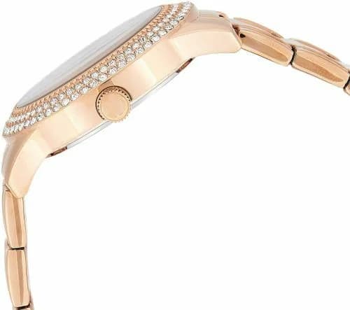 Bracelet Guess W1097L3 acier doré rose, maillons fins et boucle déployante, finition polie brillante