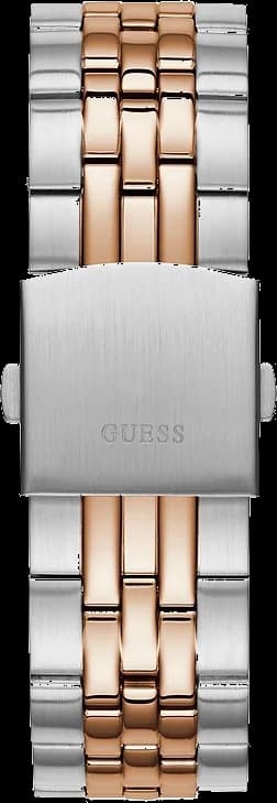 Boîtier Guess W1107G3 en acier inoxydable bicolore, lunette lisse argentée, profil fin et élégant
