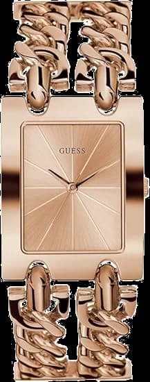 Montre Guess W1117L3 au cadran rose gold et index dorés, style glamour chic