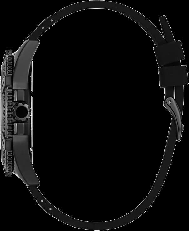 Bracelet Guess W1132G3 en silicone noir texturé, fermoir boucle ardillon
