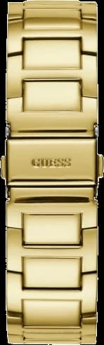 Boîtier Guess W1156L2 en acier doré rond, lunette lisse, verre minéral, profil fin et raffiné