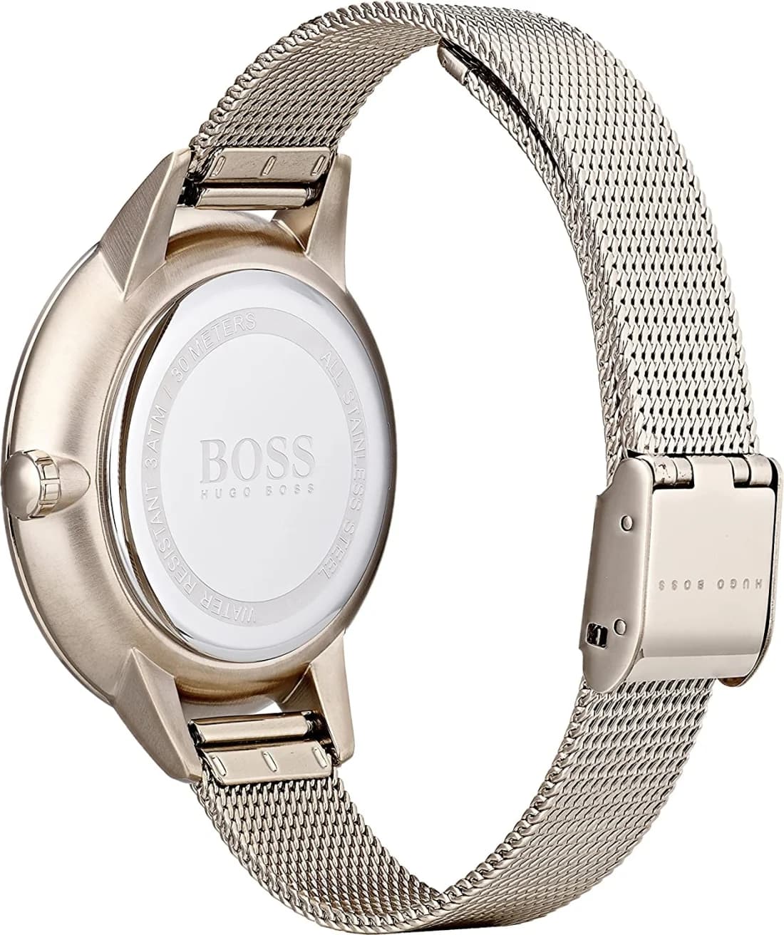 Boîtier Hugo Boss 1502424 rond en acier inoxydable doré or rose, verre saphir, étanche 5 ATM