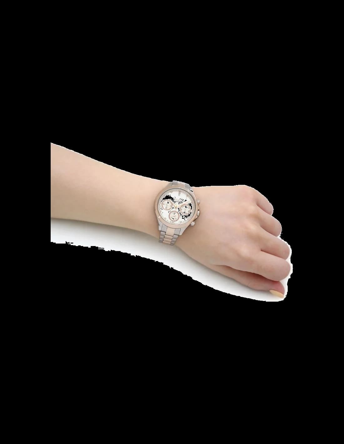 Bracelet Hugo Boss 1502564 en acier inoxydable bicolore argent et rose avec fermoir déployant, maillons alternés polis et satinés