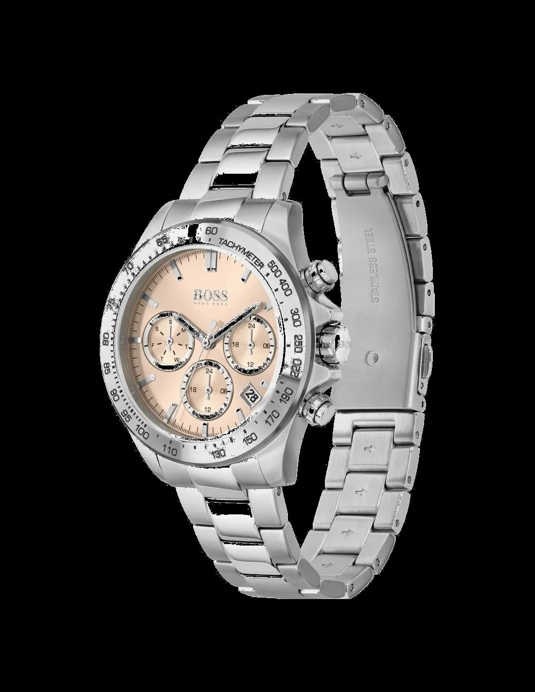 Cadran Hugo Boss 1502615 aux index appliqués et aiguilles dauphine pour une lisibilité optimale