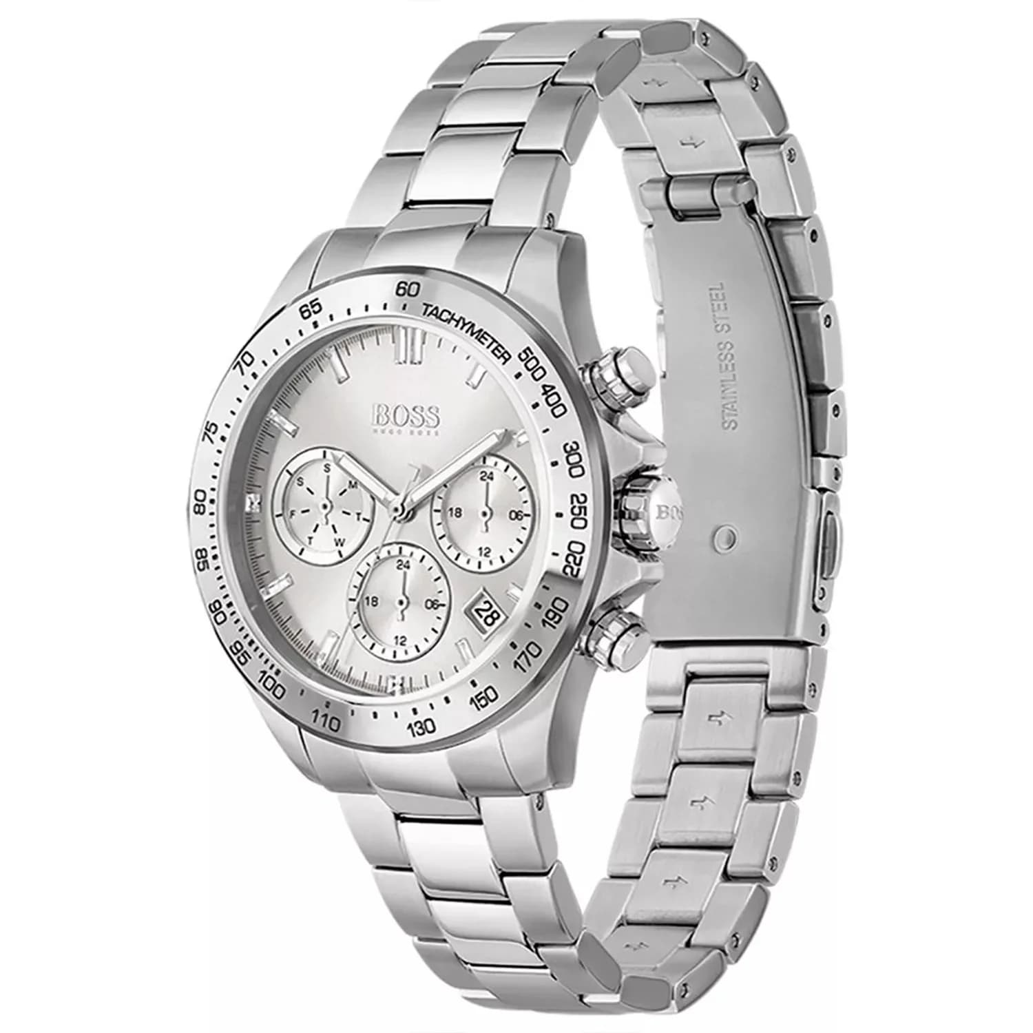 Cadran Hugo Boss 1502616 compteurs noirs, aiguilles luminescentes, date à 3h, design sport élégant