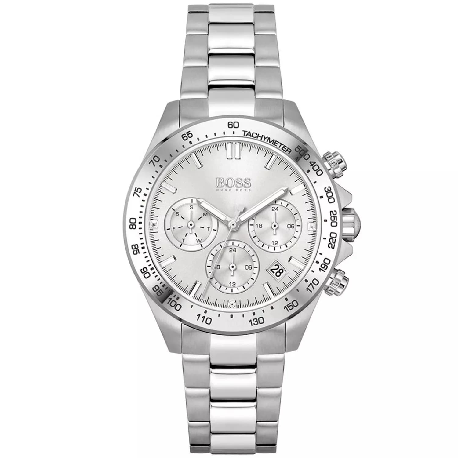 Montre Hugo Boss 1502616 cadran gris soleil, aiguilles index argentés, chronographe sport chic