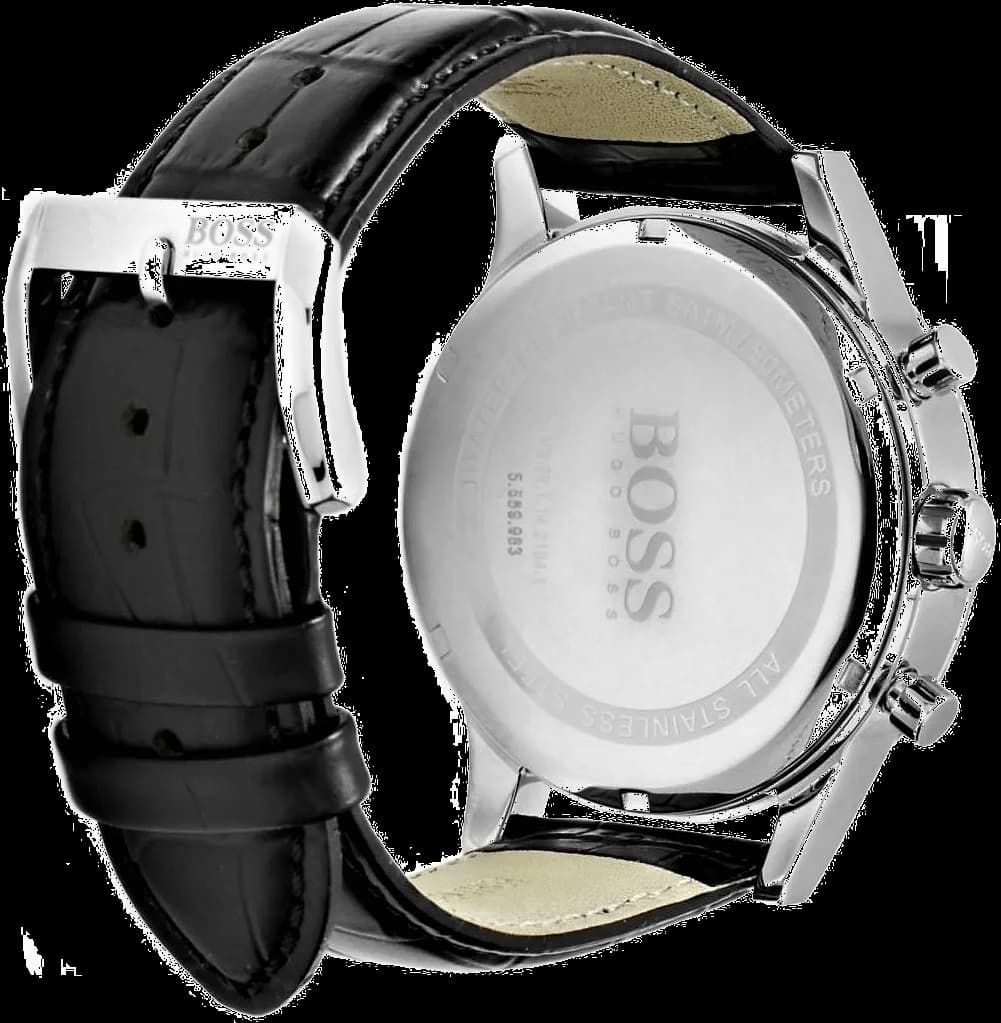 Cadran Hugo Boss 1512448 avec index bâtons et aiguilles argentées, date à 3h