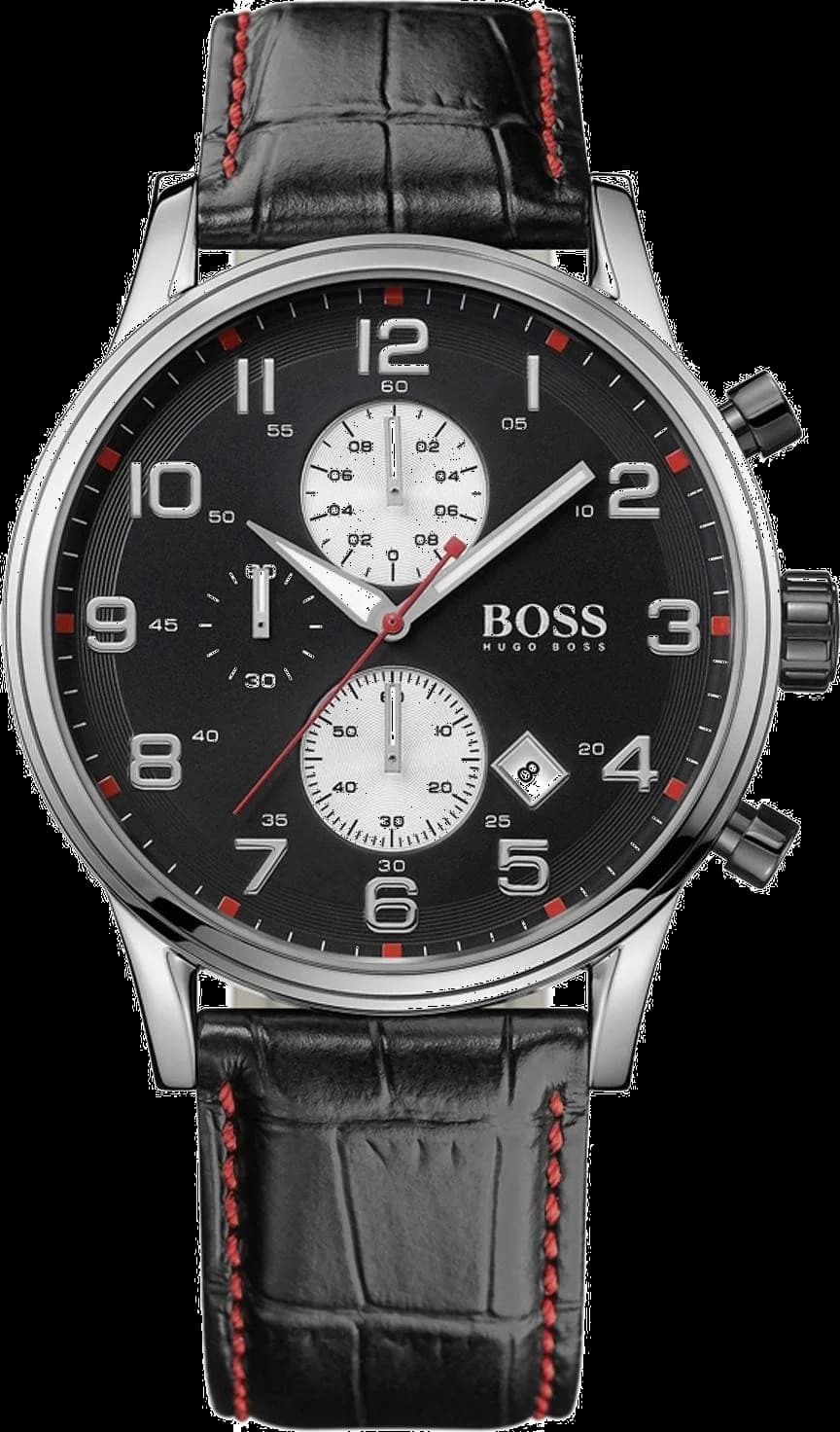 Montre Hugo Boss 1512631 au cadran noir avec index argentés et aiguilles luminescentes, style classique