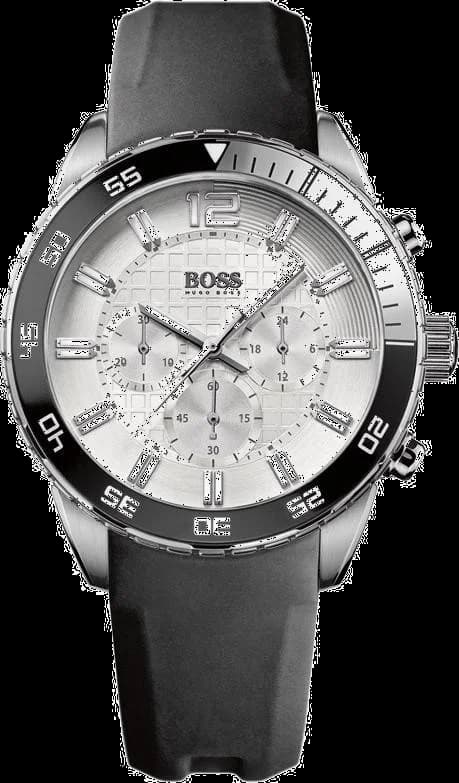 Montre Hugo Boss 1512805 au cadran noir soleillé, boîtier noir de 44mm, style sport-chic et robuste