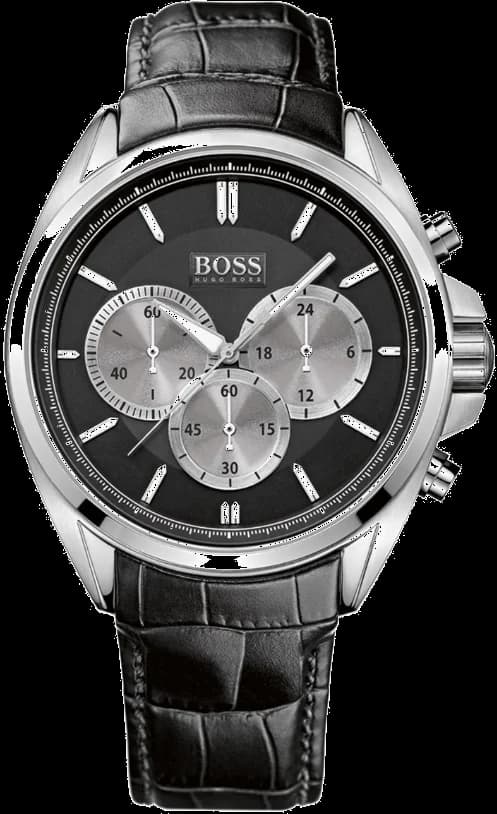 Montre Hugo Boss 1512879 au cadran noir et index argentés, style sport-chic intemporel
