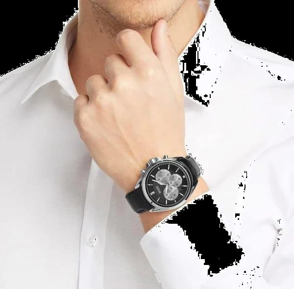 Montre Hugo Boss 1512879 Chrono Driver en Acier et Cuir Noir vue 3