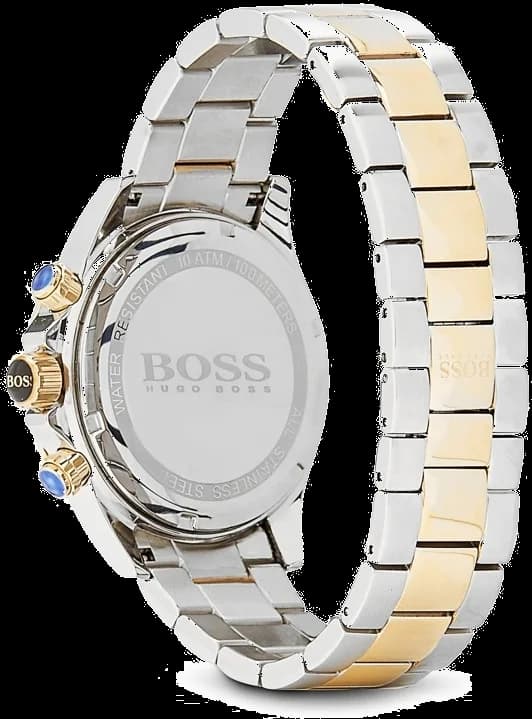 Cadran Hugo Boss 1512960 avec index appliqués bicolores, aiguilles squelette, guichet date à 3h, compteurs chrono