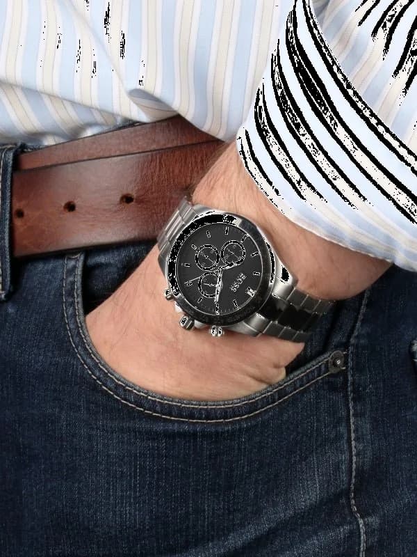 Bracelet Hugo Boss 1512965 bracelet acier inoxydable trois maillons poli satiné fermoir déployant