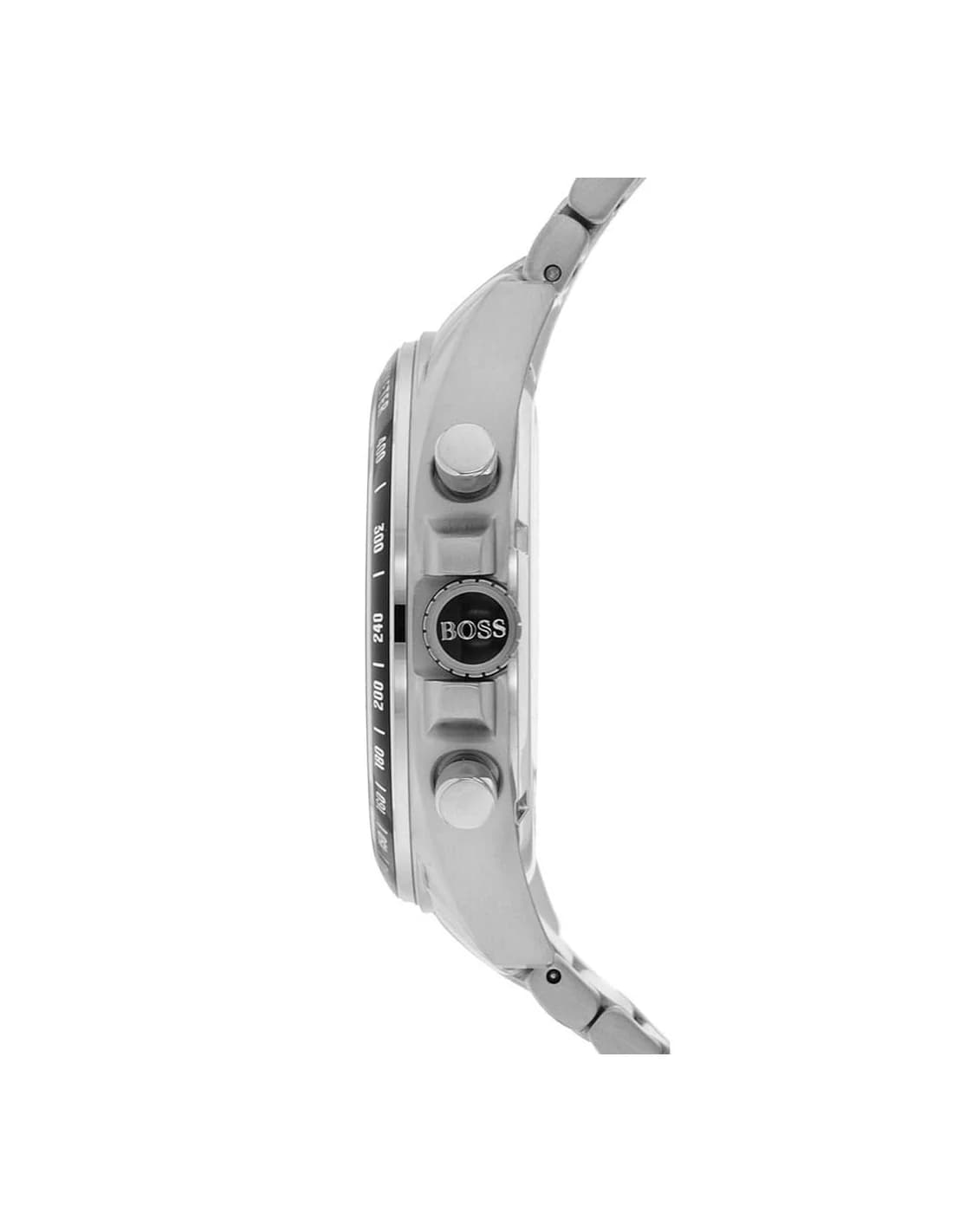 Cadran Hugo Boss 1513080 noir avec index appliqués et aiguilles fines, date à 3h pour une lisibilité parfaite