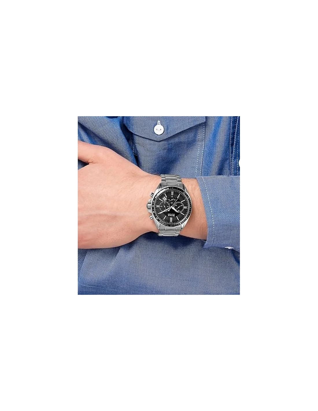 Boîtier Hugo Boss 1513080 acier rond de 42mm, lunette lisse polie, profil fin pour un confort au poignet