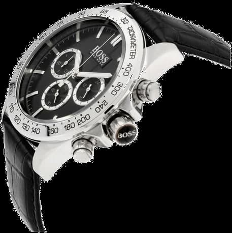 Cadran Hugo Boss 1513178 aux index bâtons argentés, aiguilles dauphine et date à 3h, lisibilité parfaite