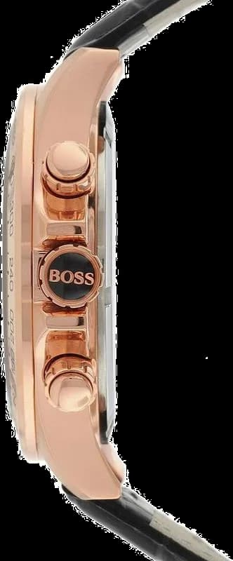 Cadran Hugo Boss 1513179 noir soleillé avec compteurs chronographe, date à 4h30, aiguilles luminescentes et index bâtons