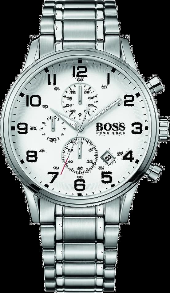 Montre Hugo Boss 1513182 avec cadran noir, aiguilles luminescentes et index bâtons, style sport chic