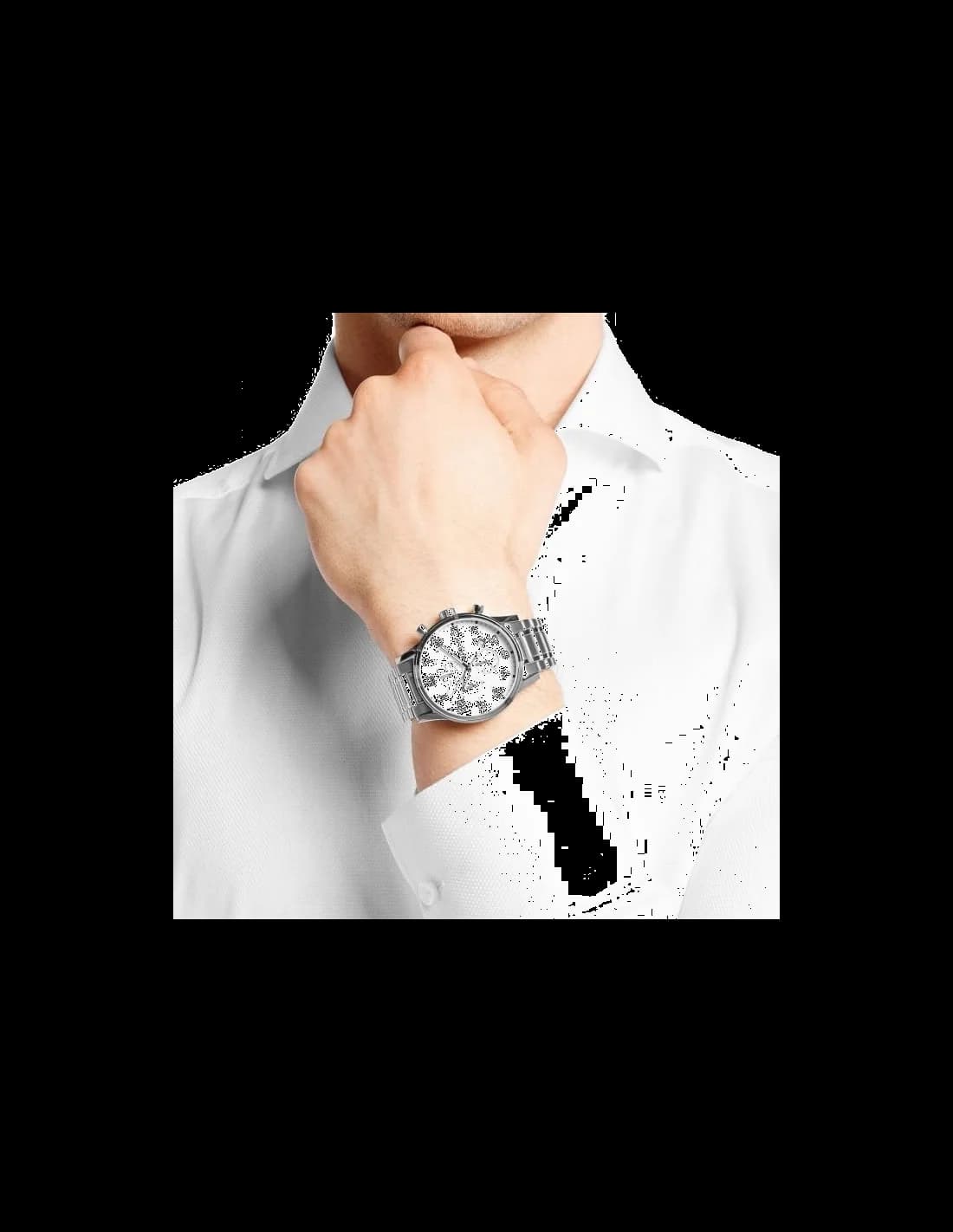 Cadran Hugo Boss 1513182 aux index appliqués, aiguilles squelettes et date à 3h, design épuré