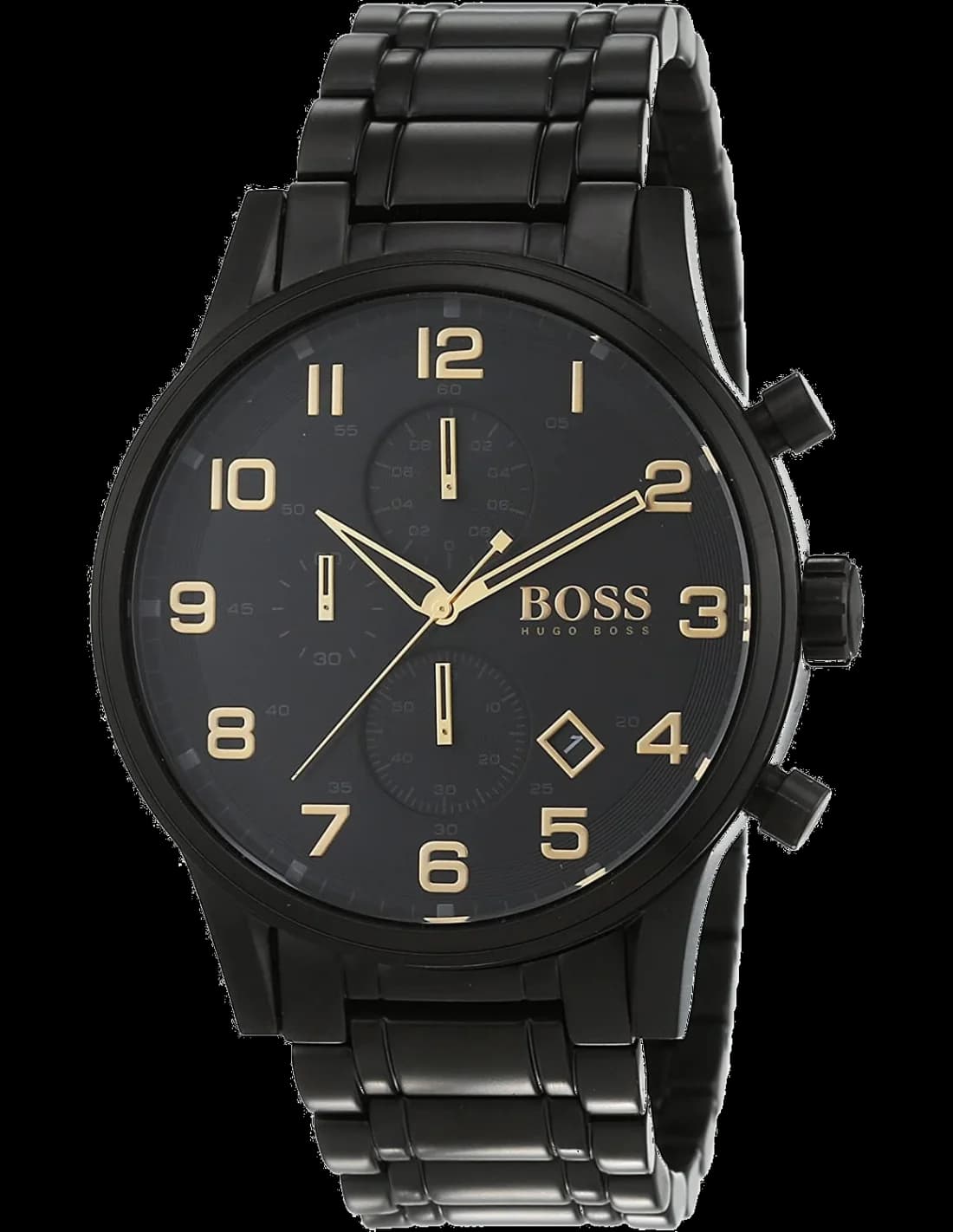 Montre Hugo Boss 1513275 noire au cadran noir avec aiguilles et index argentés et chronographe