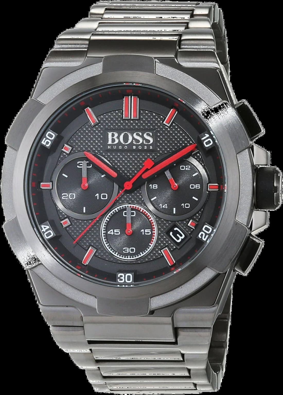 Montre Hugo Boss 1513361 au cadran gris anthracite soleillé avec index appliqués et aiguilles rouges