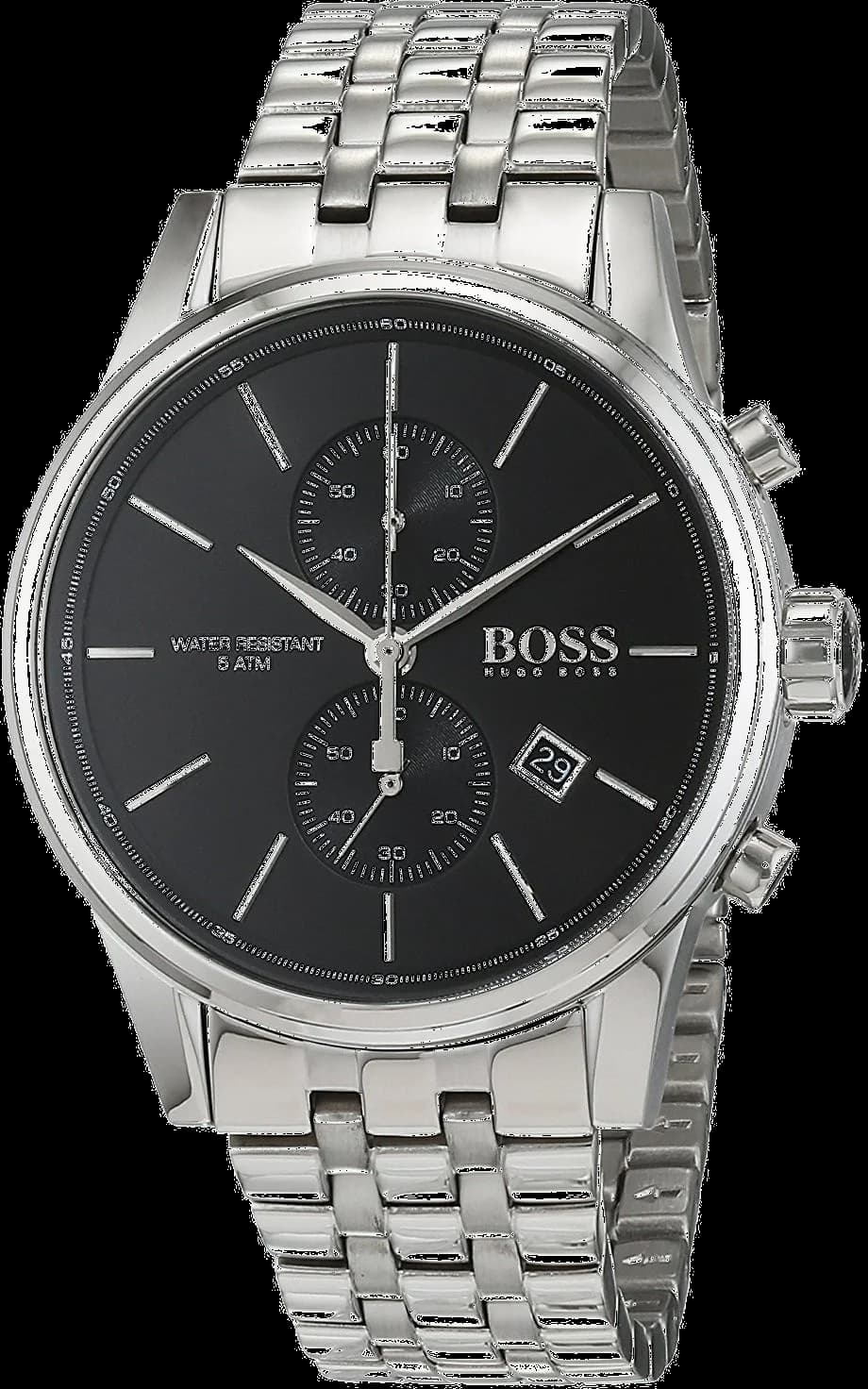 Montre Hugo Boss 1513383 argentée au cadran noir sobre et élégant pour homme