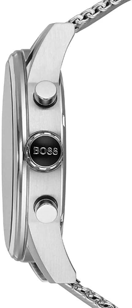 Cadran Hugo Boss 1513441 au cadran bleu soleillé avec index bâtons et aiguilles dauphine polies, date à 3h