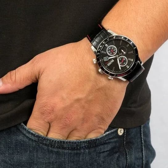 Montre Hugo Boss 1513445 Chronographe Sport Bracelet Cuir Crocodile vue 2