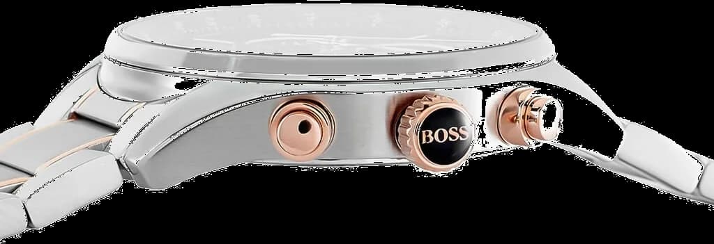 Bracelet Hugo Boss 1513473 bicolore acier et or, maillons alternés, fermoir déployant signé Hugo Boss
