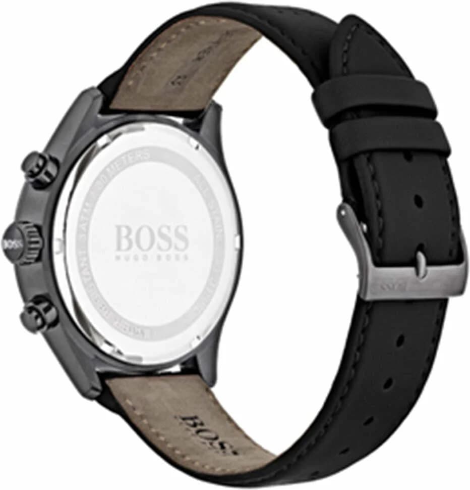 Boîtier Hugo Boss 1513474 en acier inoxydable brossé, lunette fine, verre saphir, profil élégant