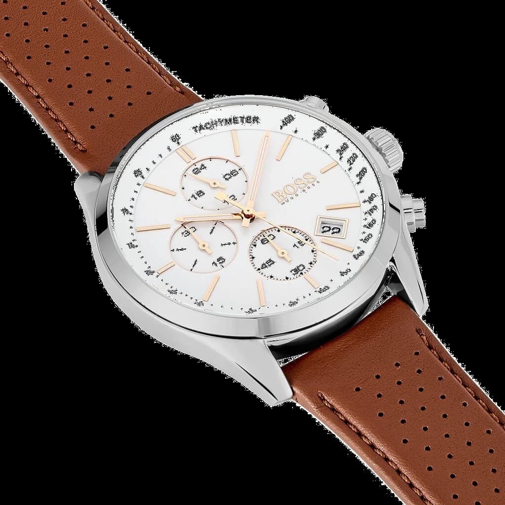 Cadran Hugo Boss 1513475 noir mat avec aiguilles argentées et date à 3h