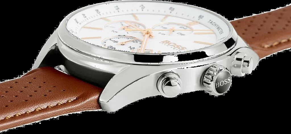 Bracelet Hugo Boss 1513475 en cuir perforé marron avec couture contrastée et boucle ardillon