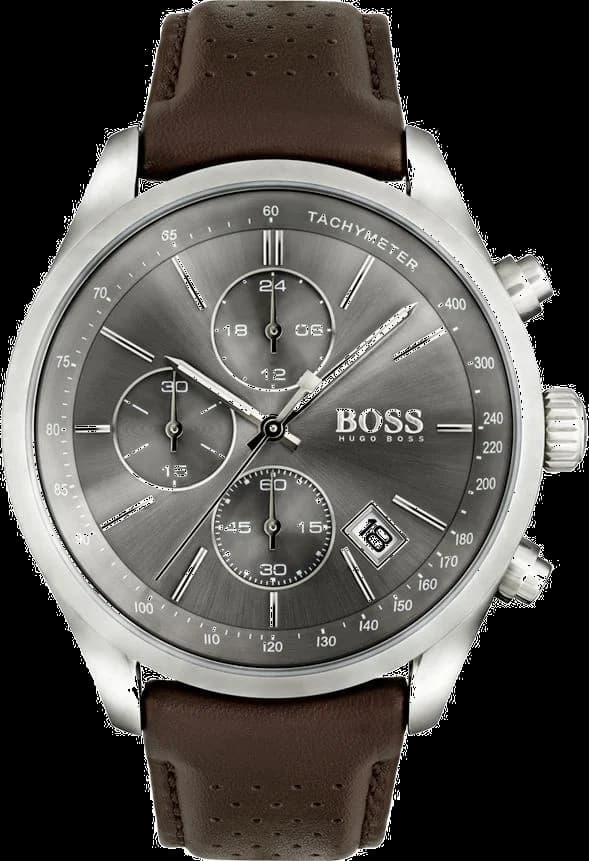 Montre Hugo Boss 1513476 avec cadran noir soleil et index bâtons argentés