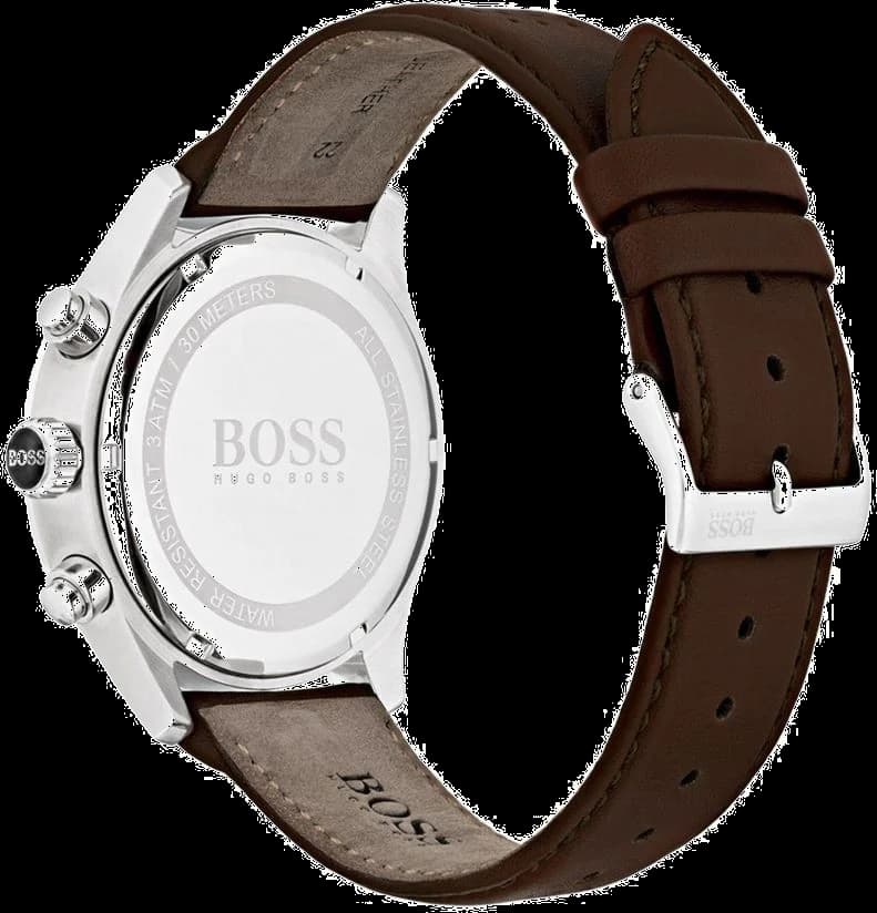 Montre Hugo Boss 1513476 avec Bracelet en Cuir Marron et Boîtier Acier vue 2