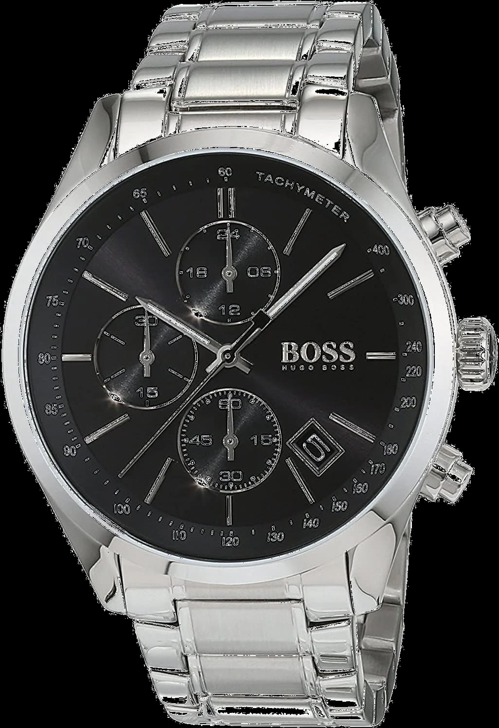 Montre Hugo Boss 1513477 chronographe sport noir avec cadran noir et index blancs pour un style moderne et dynamique