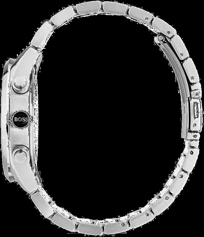 Bracelet Hugo Boss 1513477 en cuir noir avec coutures contrastantes et boucle ardillon en acier inoxydable