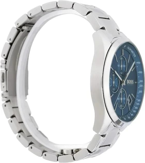 Bracelet Hugo Boss 1513478 en acier brossé et poli, bracelet trois maillons avec fermoir déployant double bouton-poussoir