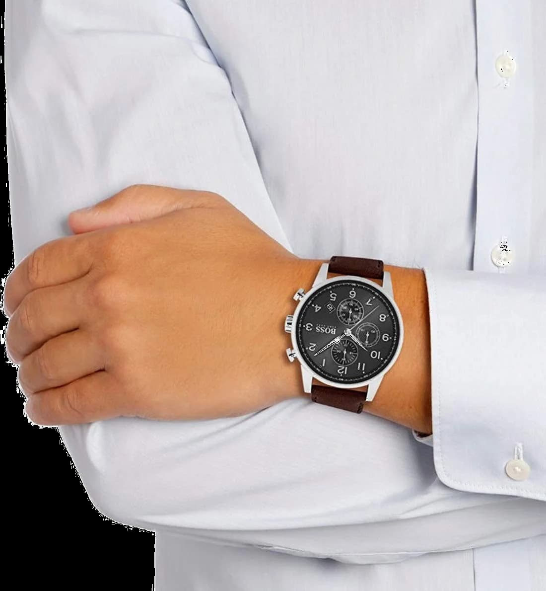 Montre Hugo Boss 1513494 Navigator Chronographe Cuir Marron vue 4