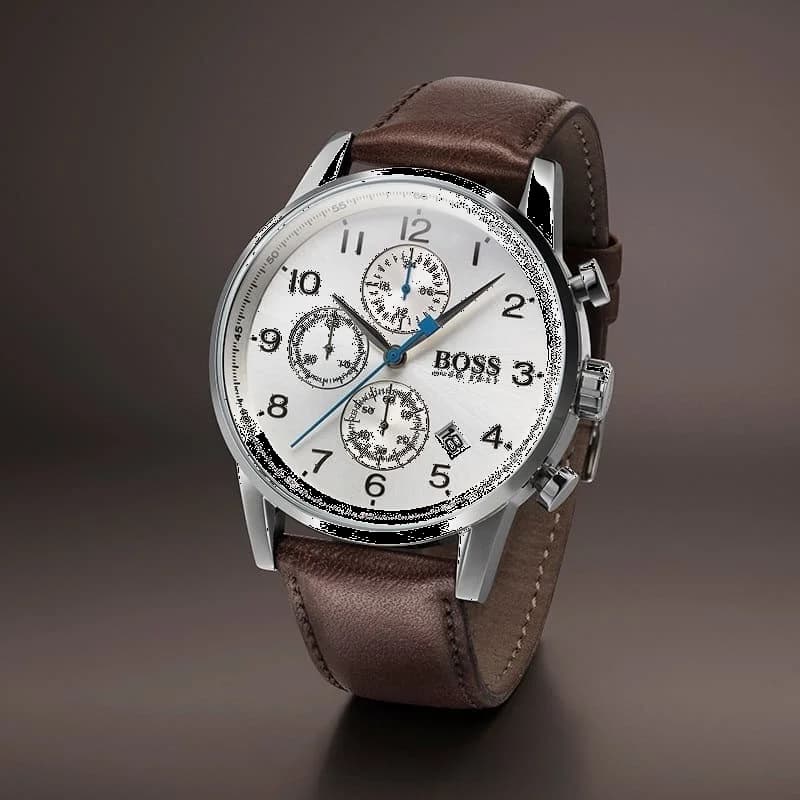 Montre Hugo Boss 1513495 Navigator Cadran Gris et Bracelet Cuir Marron vue 4