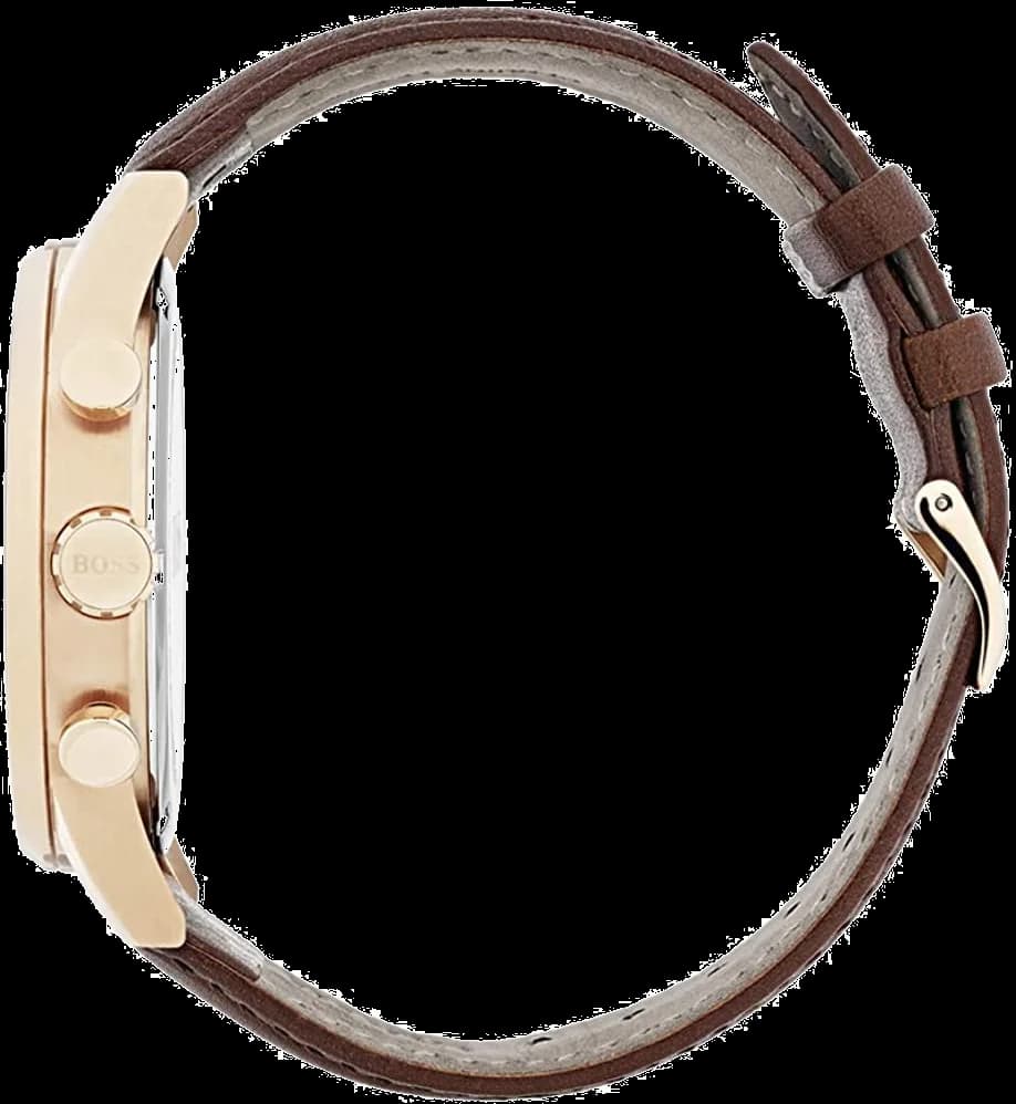 Bracelet Hugo Boss 1513496 en cuir marron avec coutures contrastées, boucle ardillon en acier